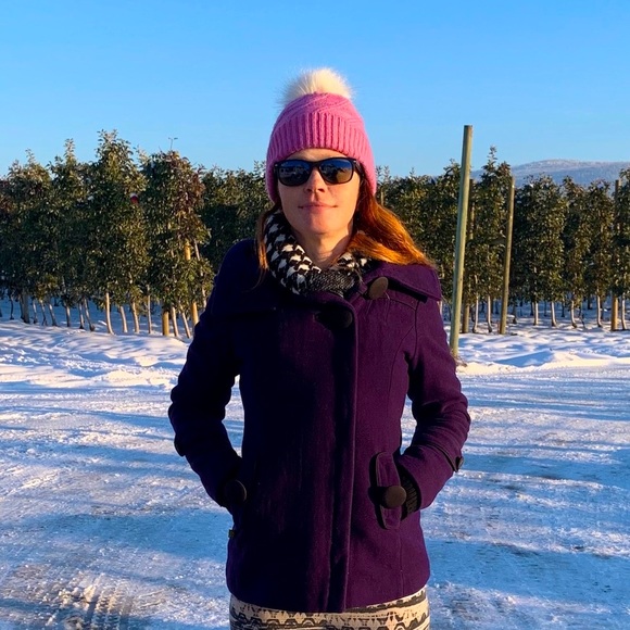 Soia & Kyo Purple Wool Fitted Pea Coat Size Small - Picture 4 of 15